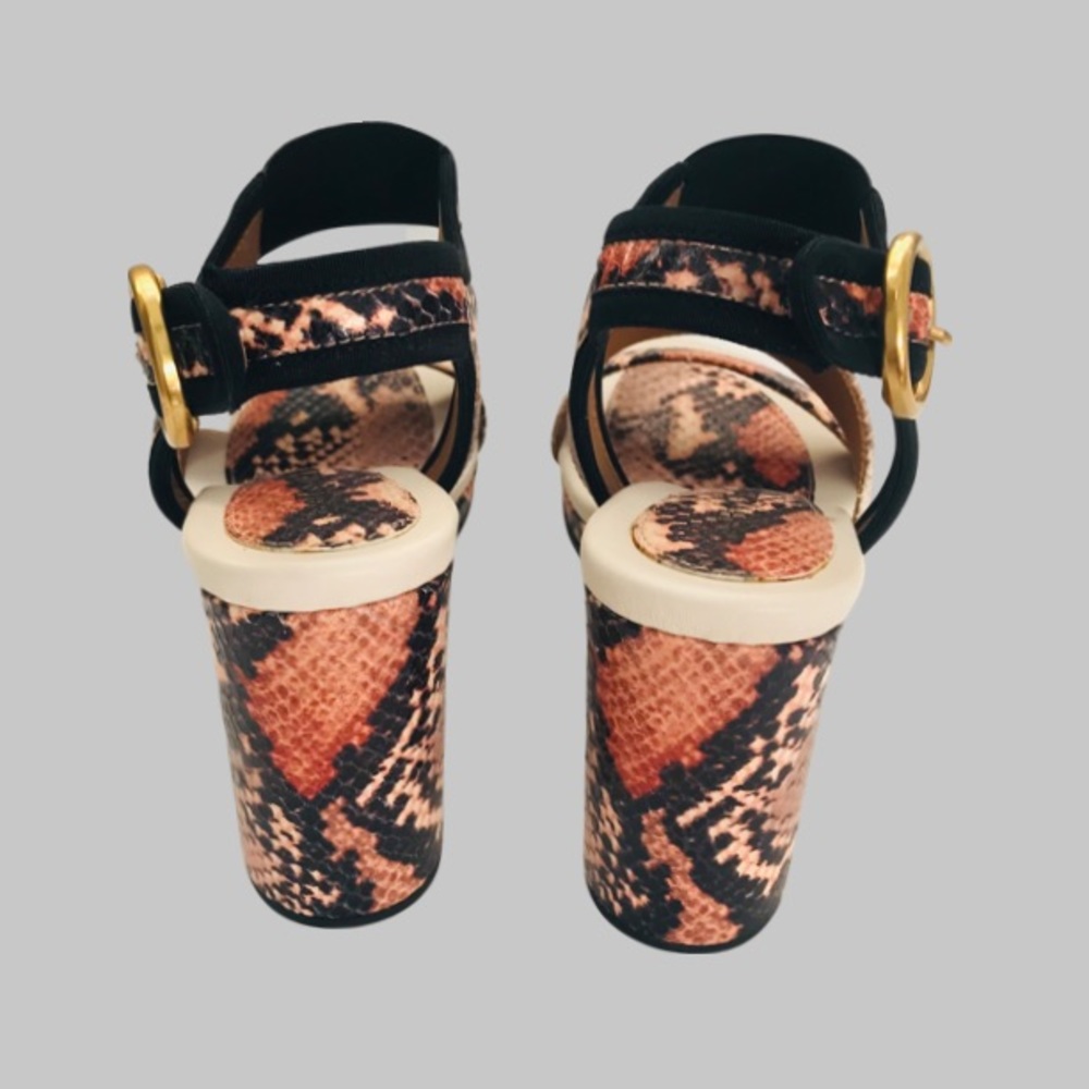 See By Chloe Snakeskin Effect Block Heel Platform Sandal Antique Rose Si… - Picture 6 of 11